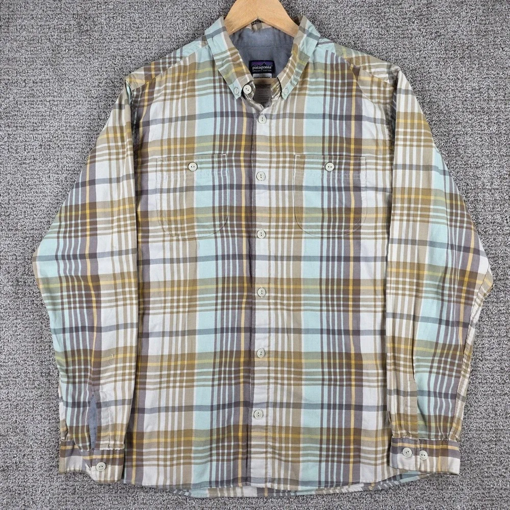 Patagonia Mens Birdshot‎ Organic Cotton Plaid Button Down Shirt XL Casual - Picture 2 of 12
